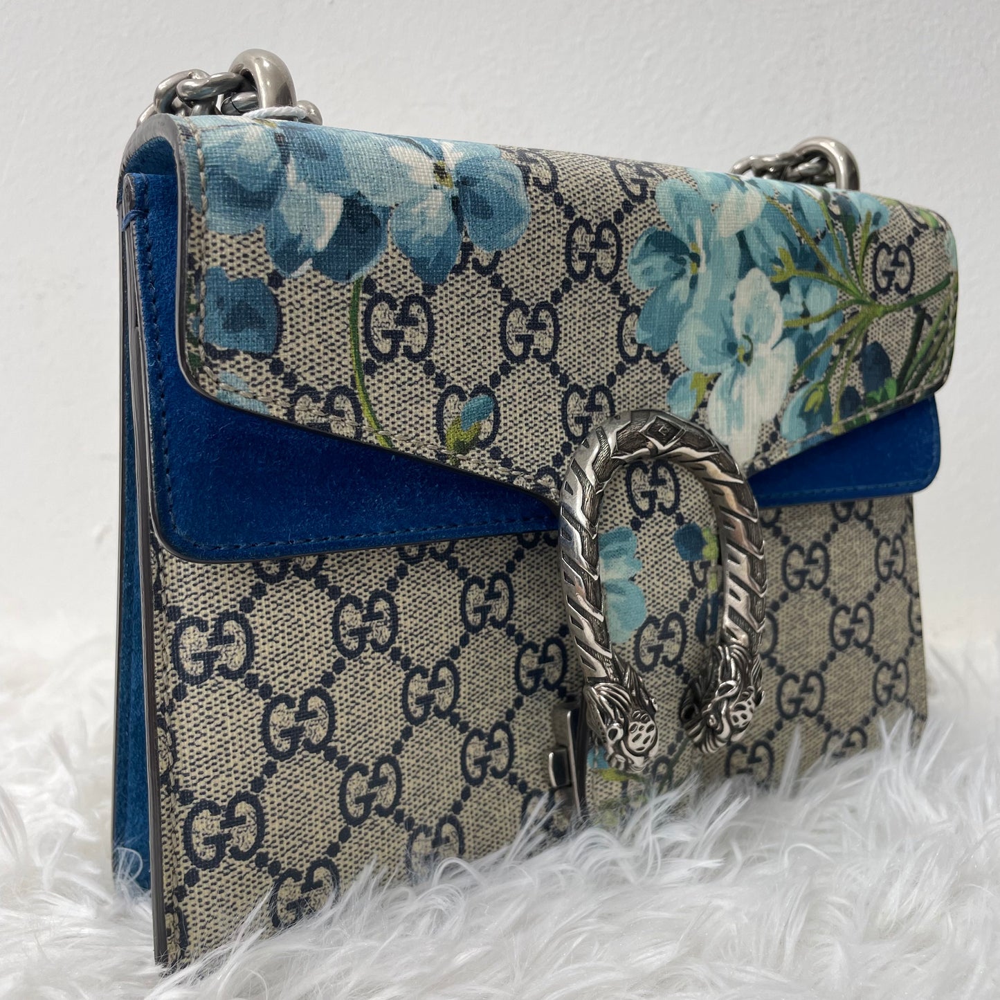 (Preowned) GUCCI Dionysus GG Blooms Mini Beige/Blue