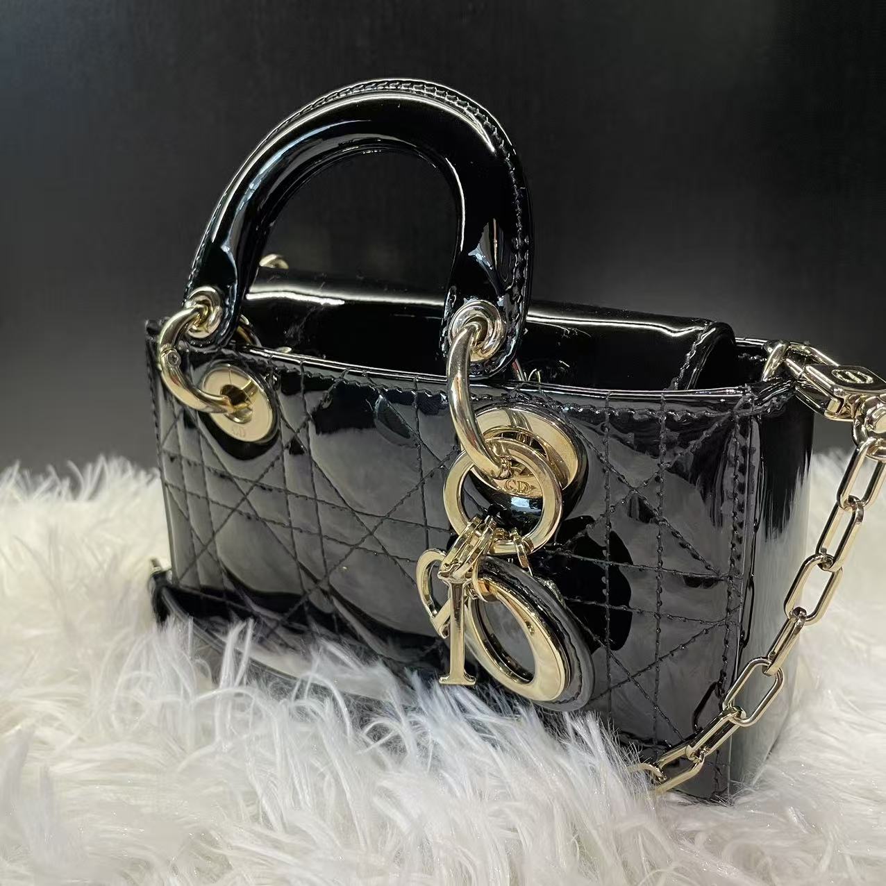 (Preowned) DIOR Lady D-JOY Supermini BLACK