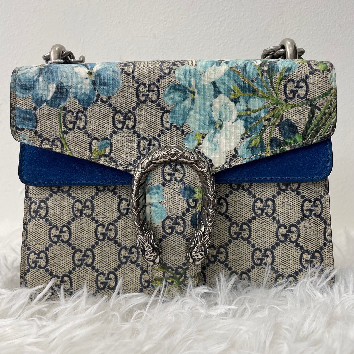 (Preowned) GUCCI Dionysus GG Blooms Mini Beige/Blue