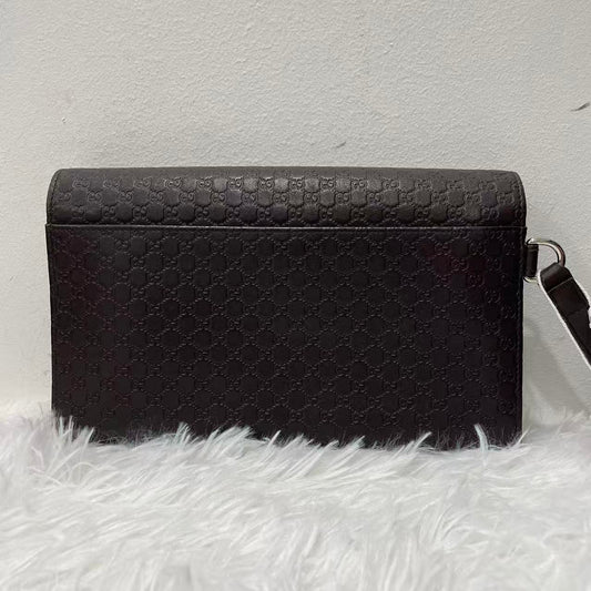(Preowned) GUCCI Imprinted Logo Long Leather Wallet for Women Brown # Classic Recommendation#