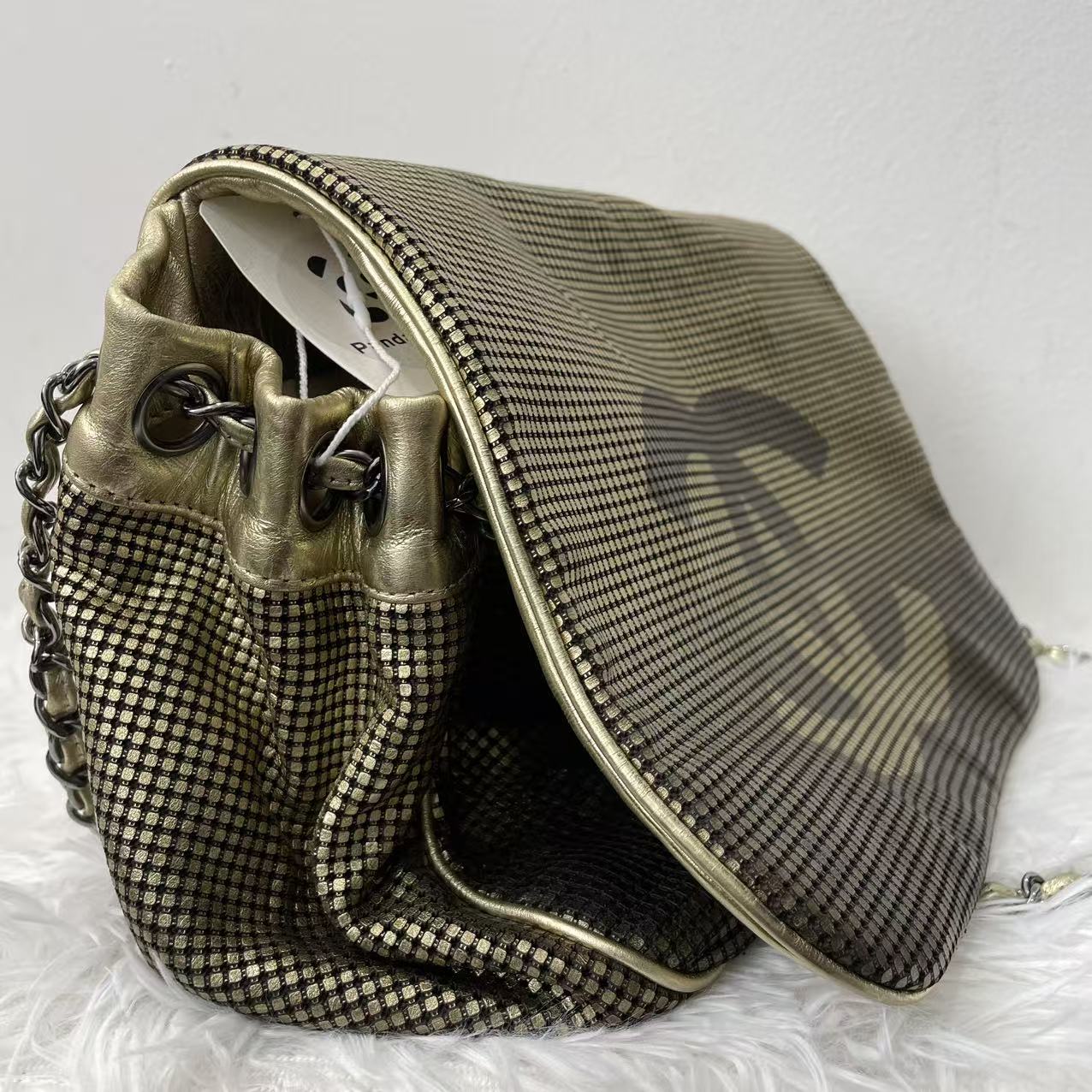 (Preowned) CHANEL Hollow out large double C metal silver chain bag