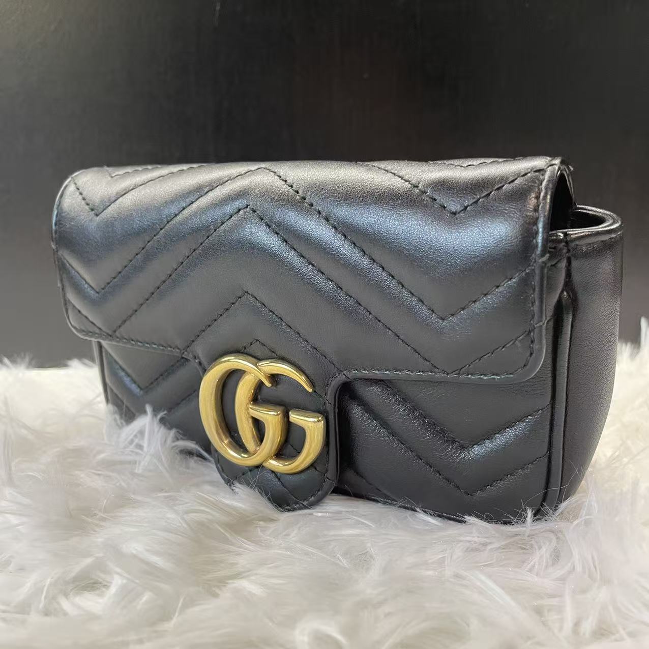 (Preowned) GUCCI GG Marmont Supermini Black