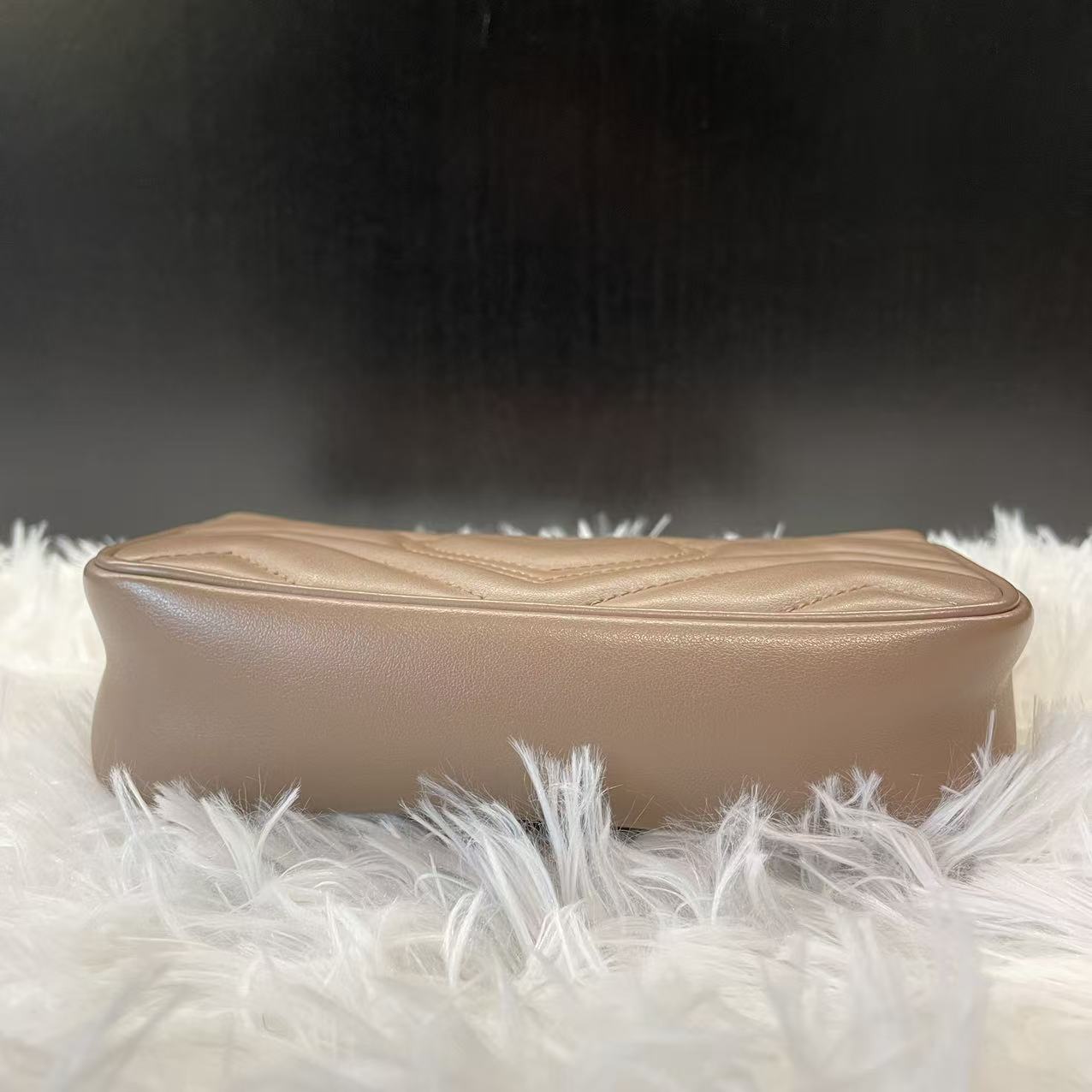 (Preowned) GUCCI GG Marmont Supermini Milk tea color nude