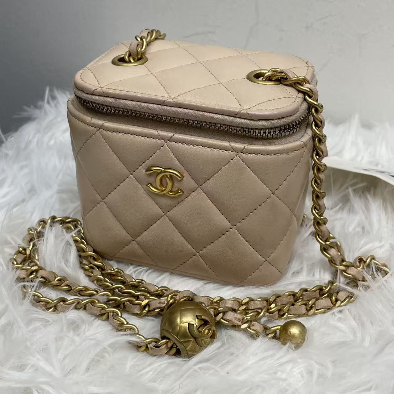 (Preowned) CHANEL Golden Ball Small Box Sheepskin Chain Bag Single Shoulder Crossbody Bag