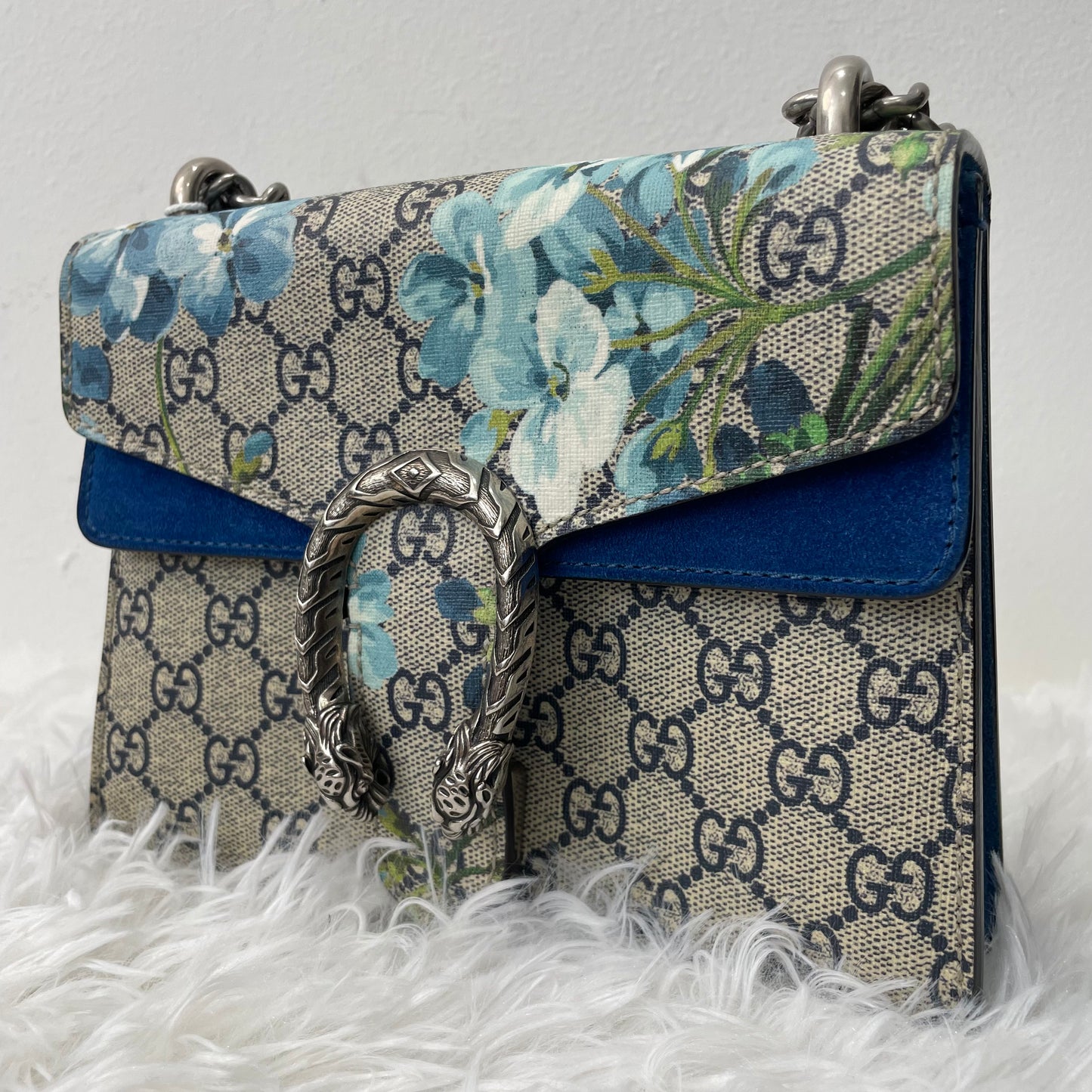 (Preowned) GUCCI Dionysus GG Blooms Mini Beige/Blue