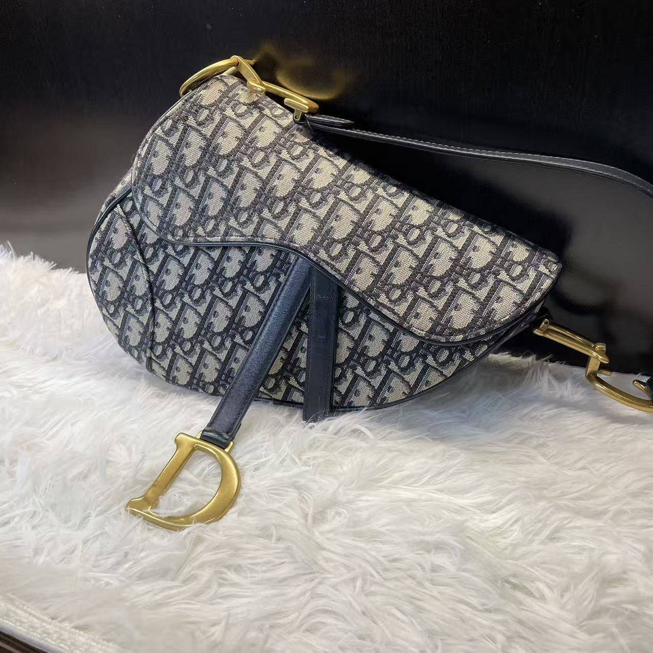 (Preowned) DIOR Saddle Medium Blue