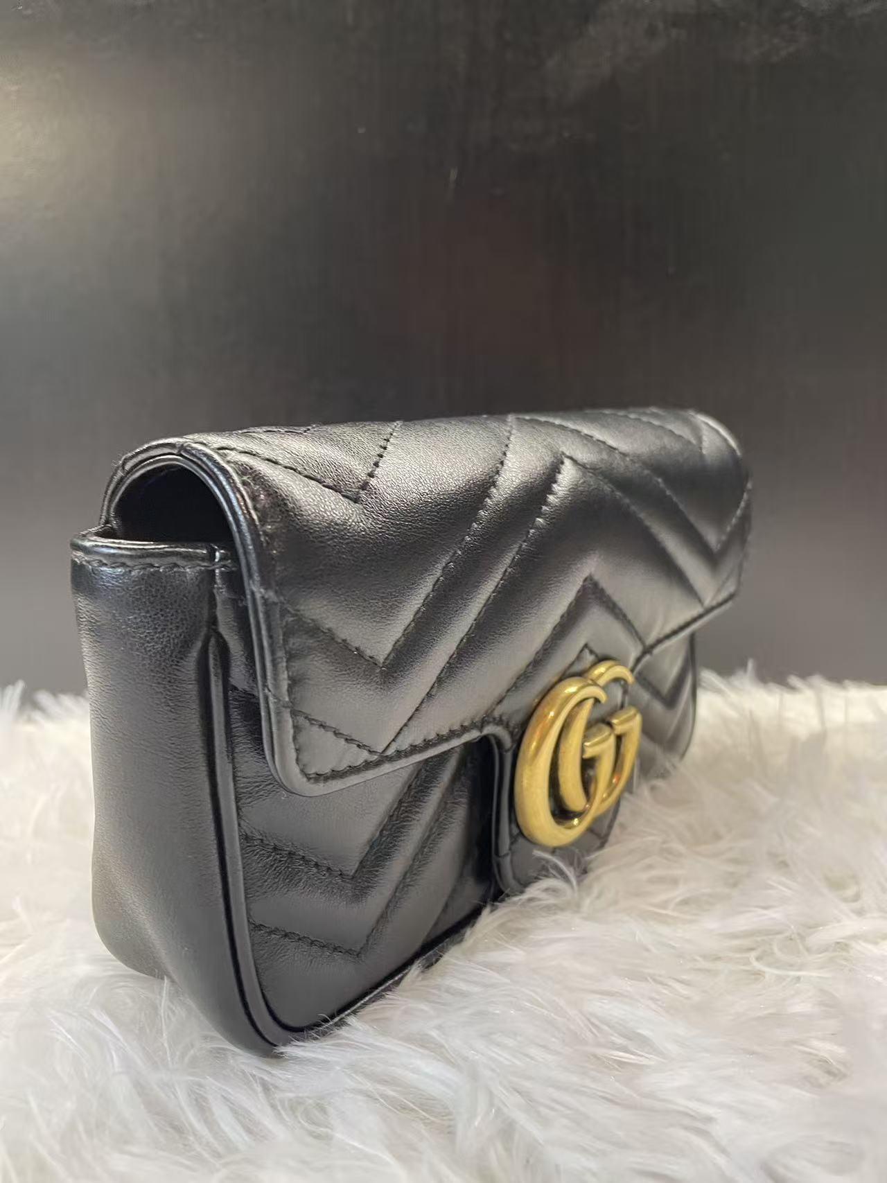 (Preowned) GUCCI GG Marmont Supermini Black