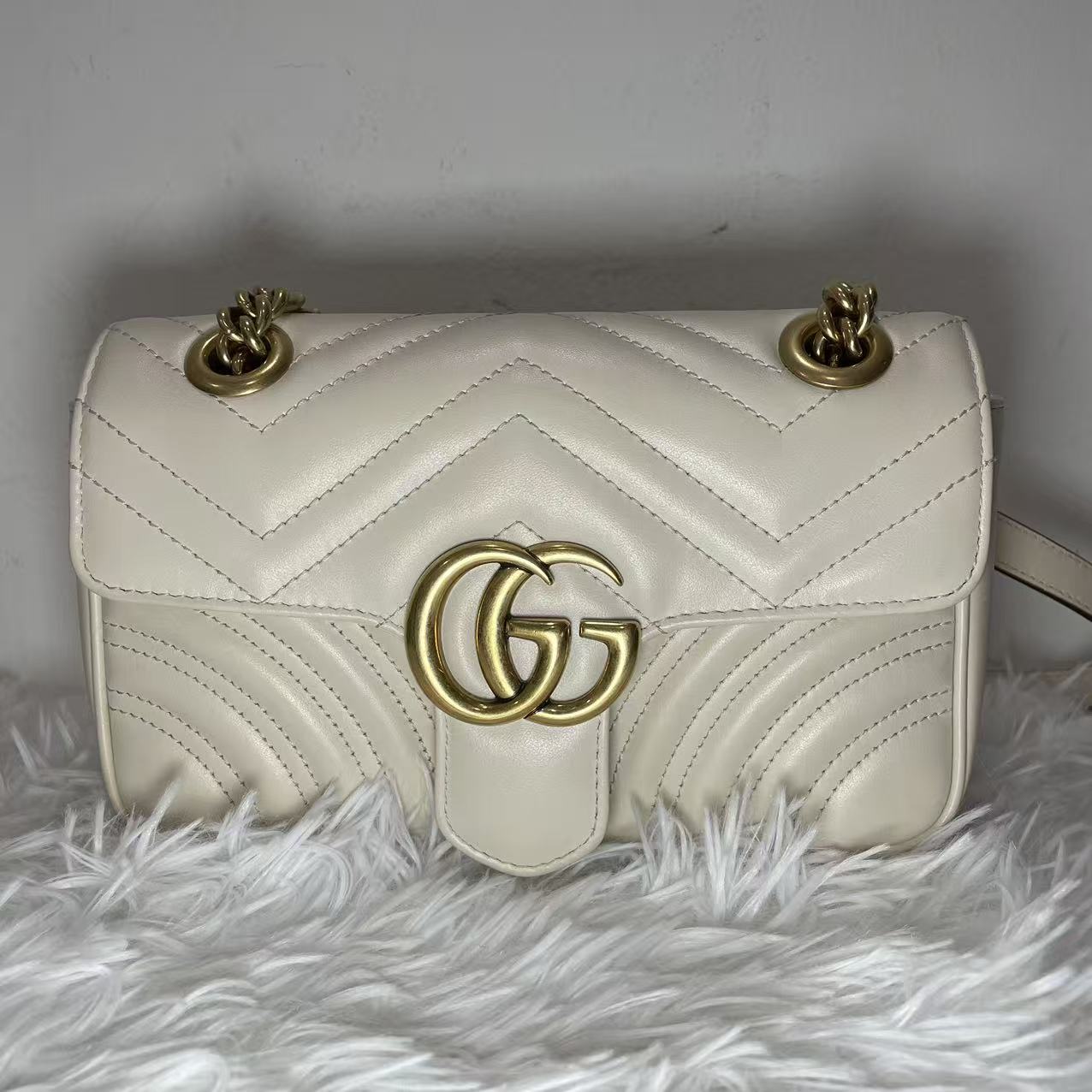 (Preowned) GUCCI GG Marmont GM White