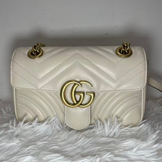 (Preowned) GUCCI GG Marmont GM White