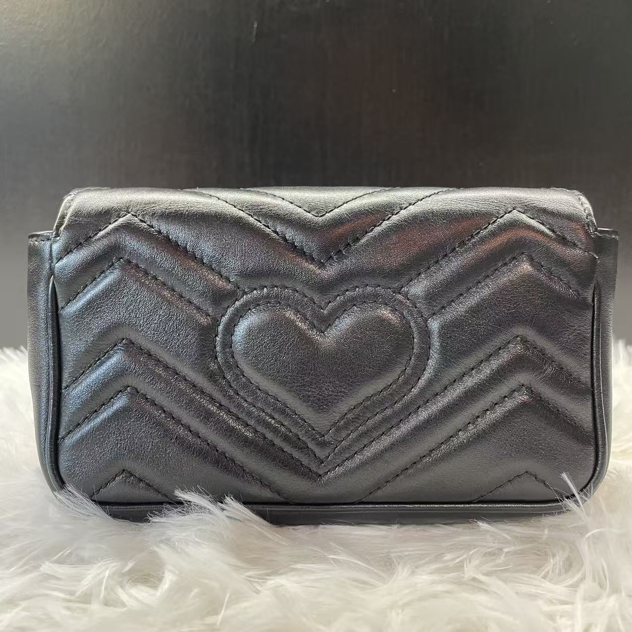 (Preowned) GUCCI GG Marmont Supermini Black