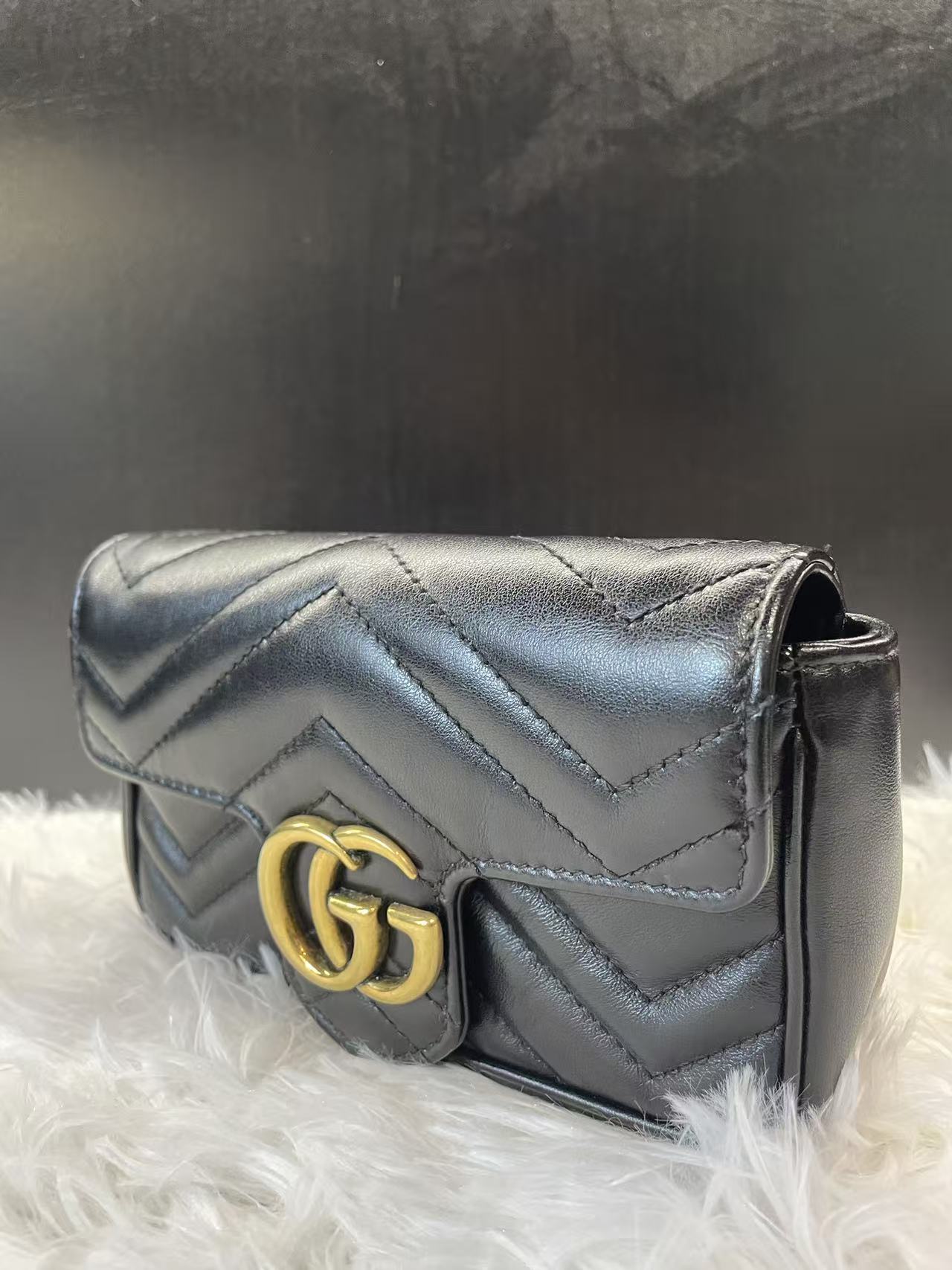 (Preowned) GUCCI GG Marmont Supermini Black