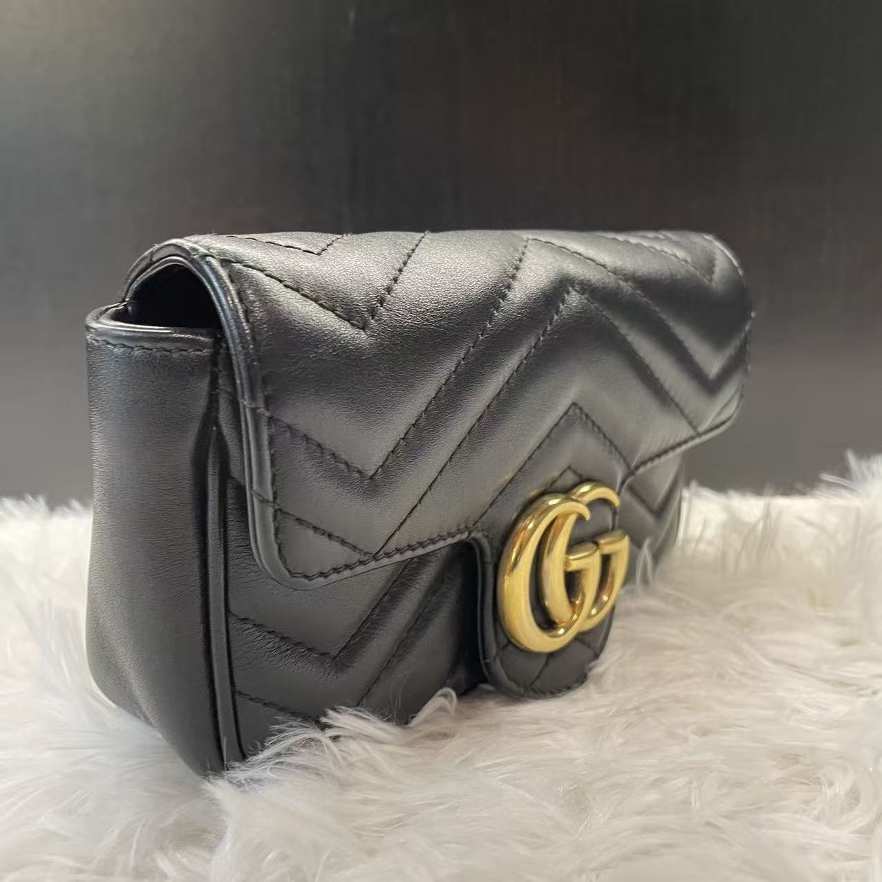 (Preowned) GUCCI GG Marmont Supermini Black