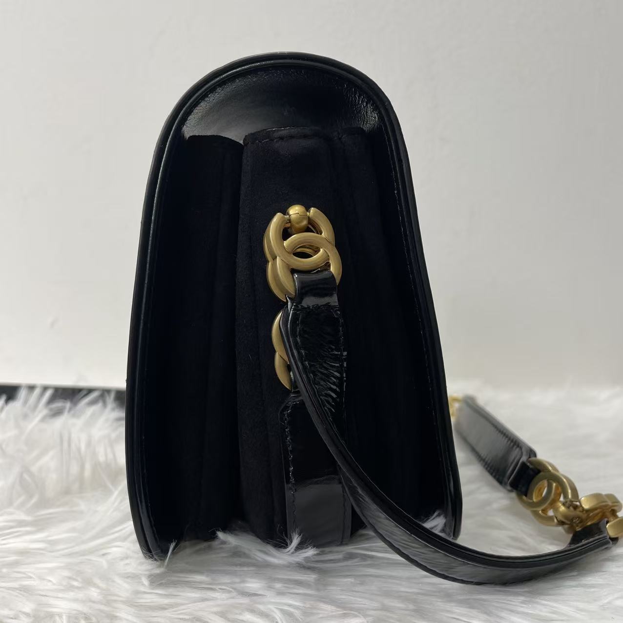 (Preowned) CHANEL chanel single flap side gold trim