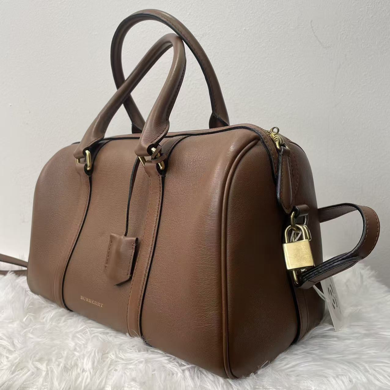 (Preowned) Burberry Brown Camel Boston Pillow Bag