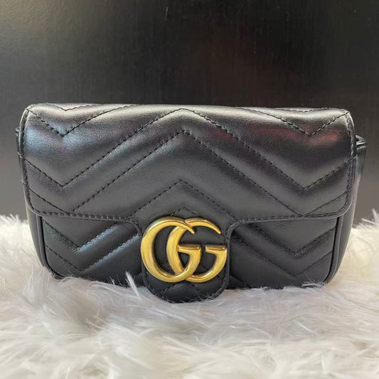 (Preowned) GUCCI GG Marmont Supermini Black