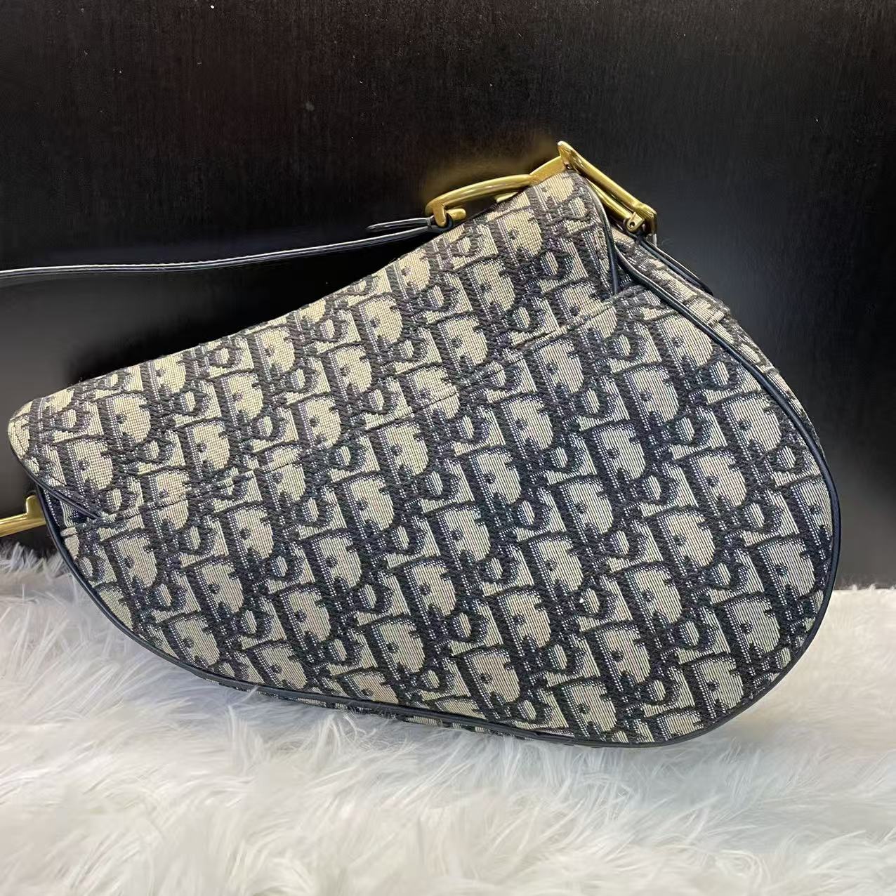 (Preowned) DIOR Saddle Medium Blue