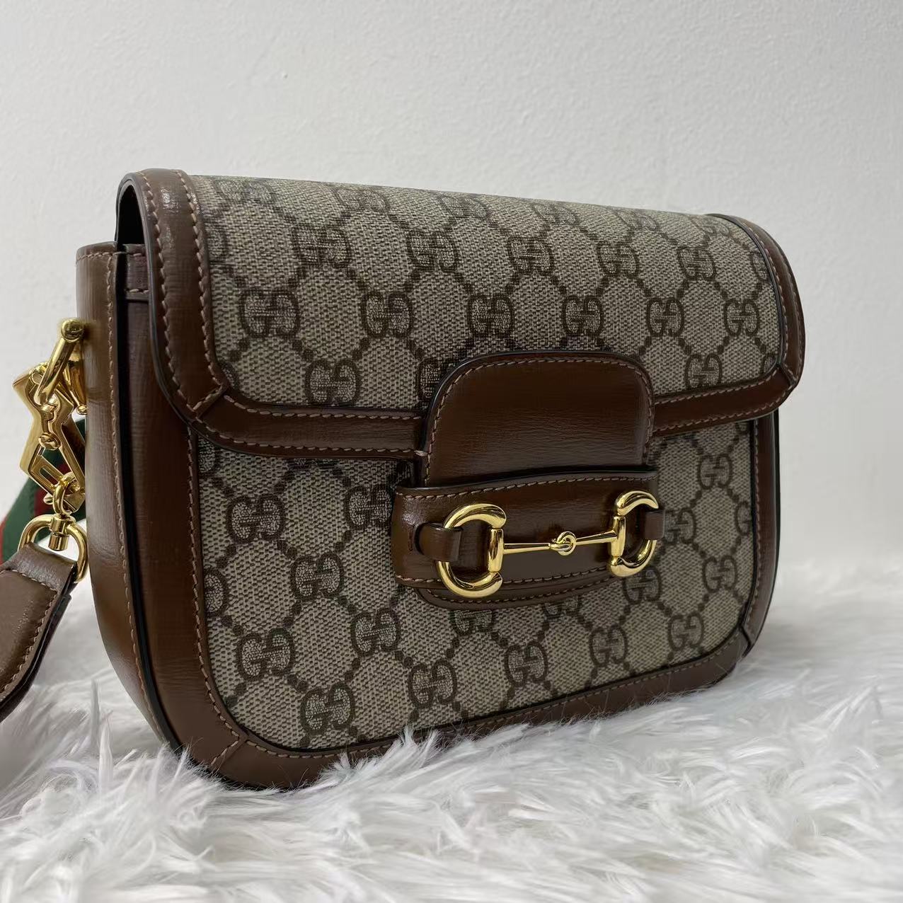 (Preowned) GUCCI Horsebit 1955 Logo Mini Brown