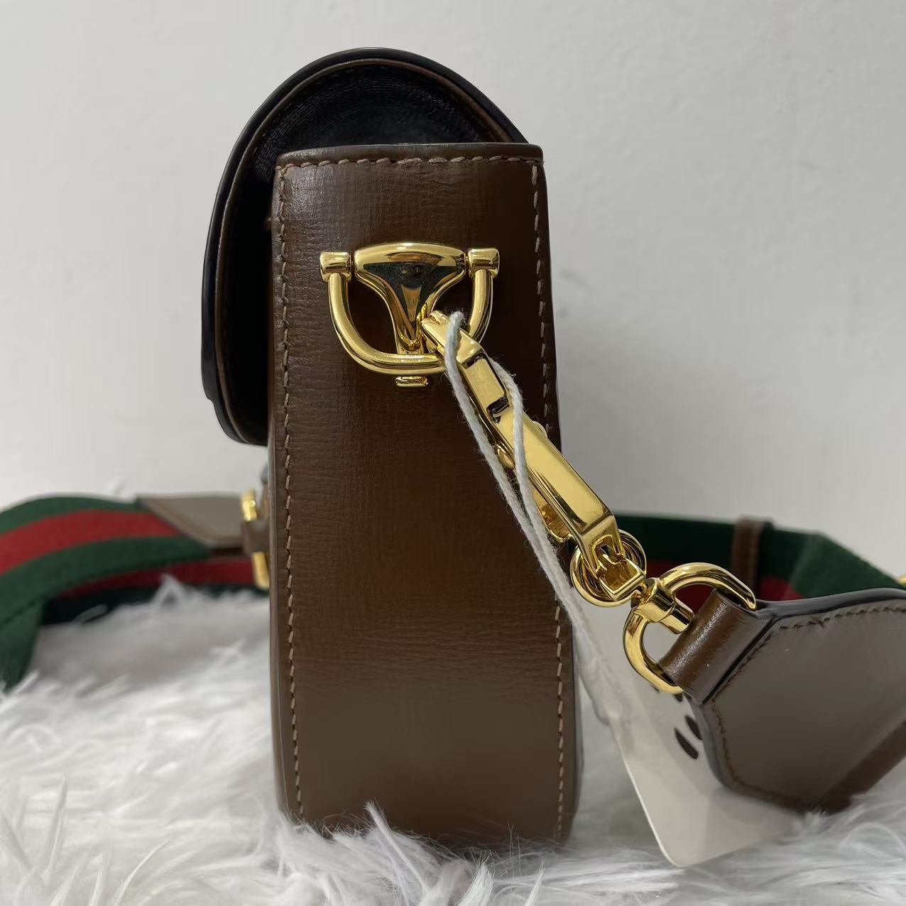 (Preowned) GUCCI Horsebit 1955 Logo Mini Brown