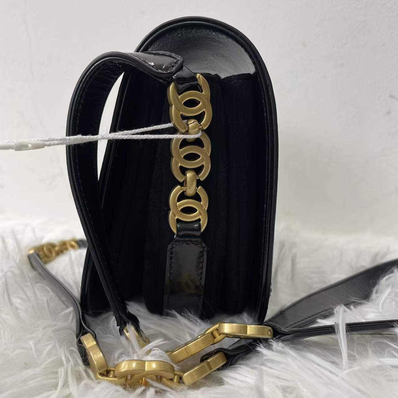 (Preowned) CHANEL chanel single flap side gold trim