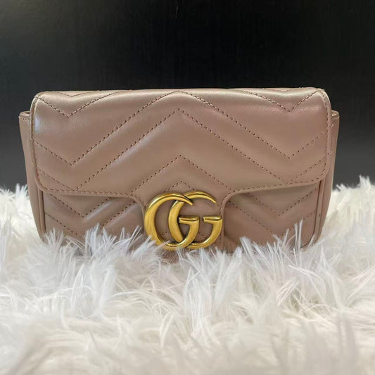 (Preowned) GUCCI GG Marmont Supermini Milk tea color nude