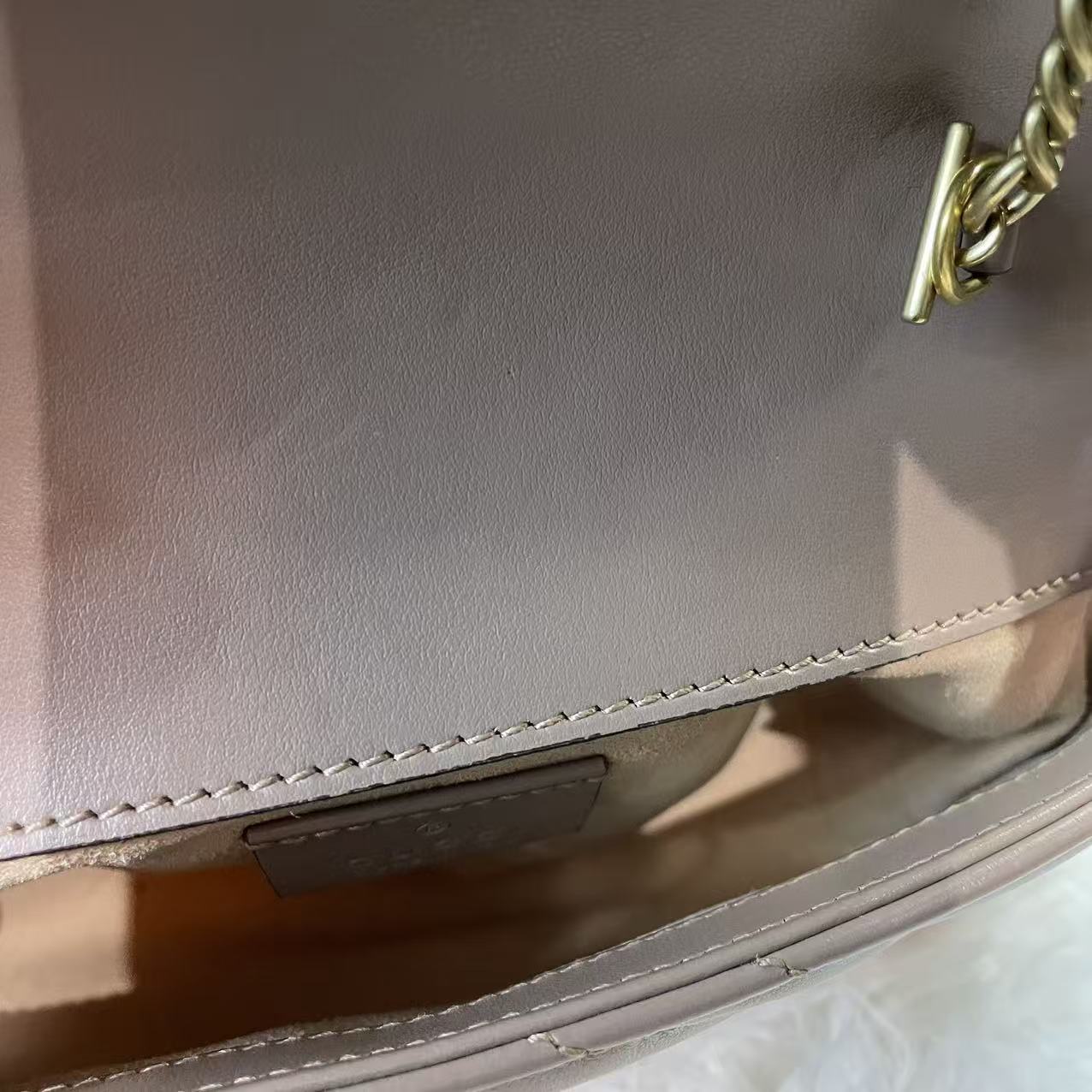 (Preowned) GUCCI GG Marmont Supermini Milk tea color nude