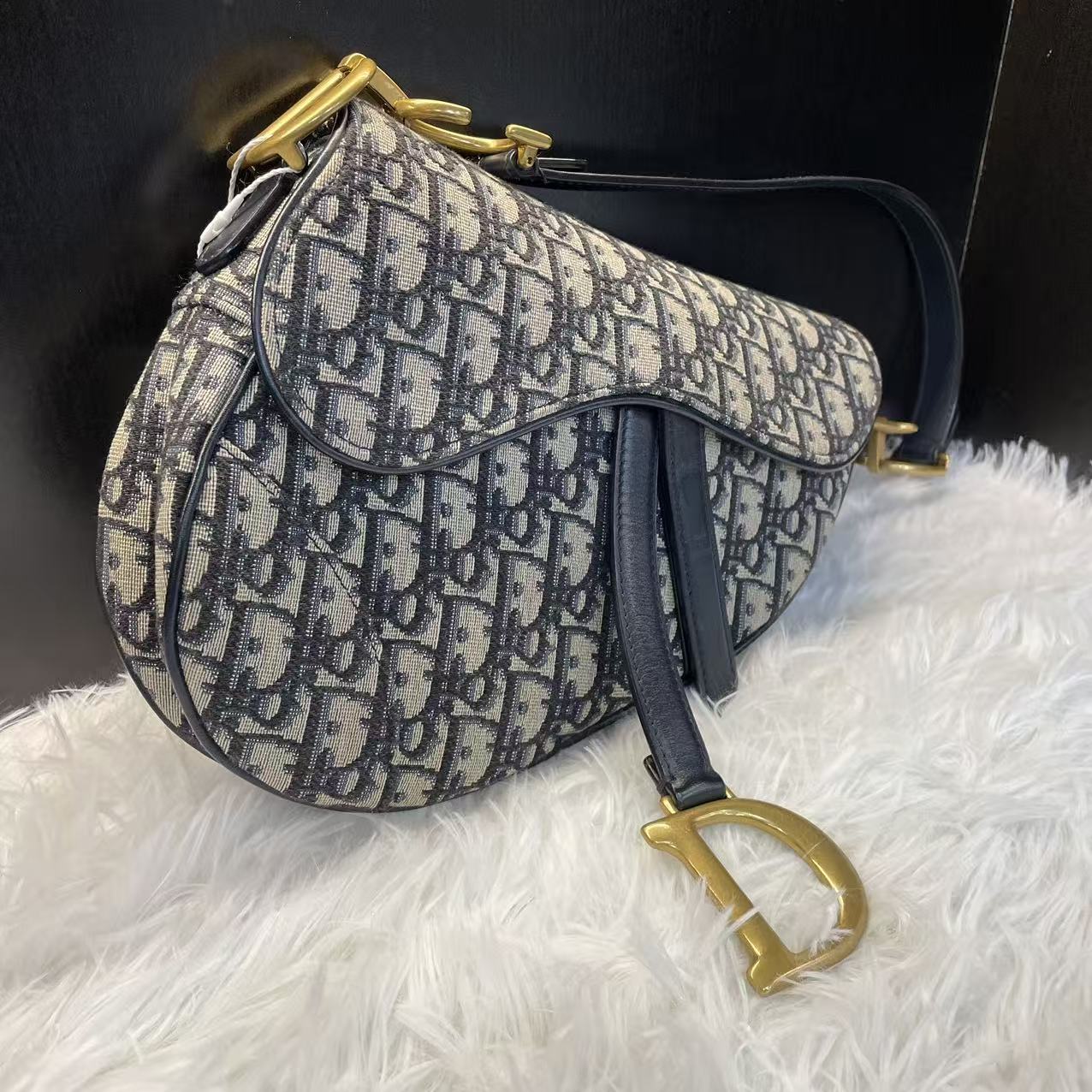 (Preowned) DIOR Saddle Medium Blue