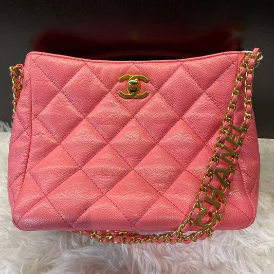 (Preowned) CHANEL Particle embossed cowhide Shoulder bag, crossbody bag, handbag