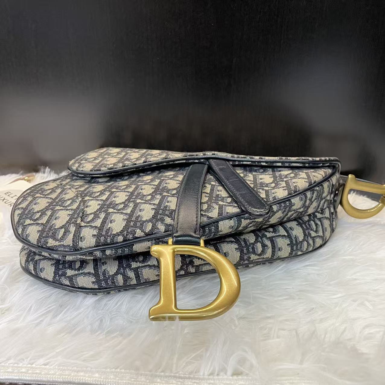 (Preowned) DIOR Saddle Medium Blue