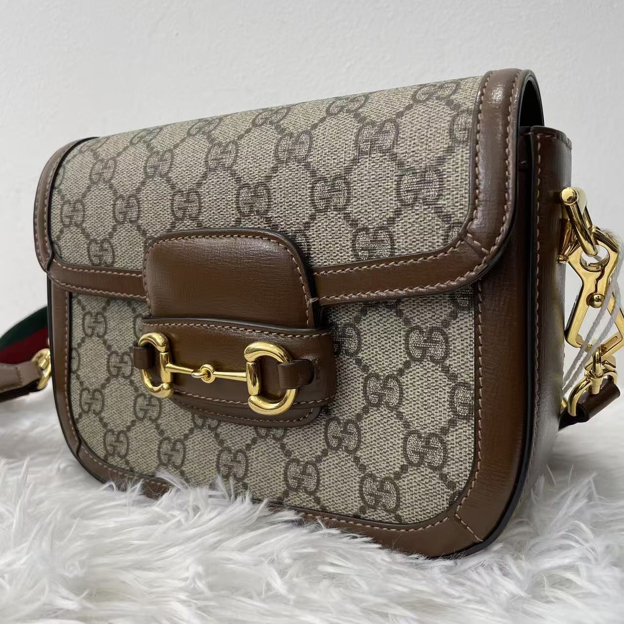 (Preowned) GUCCI Horsebit 1955 Logo Mini Brown