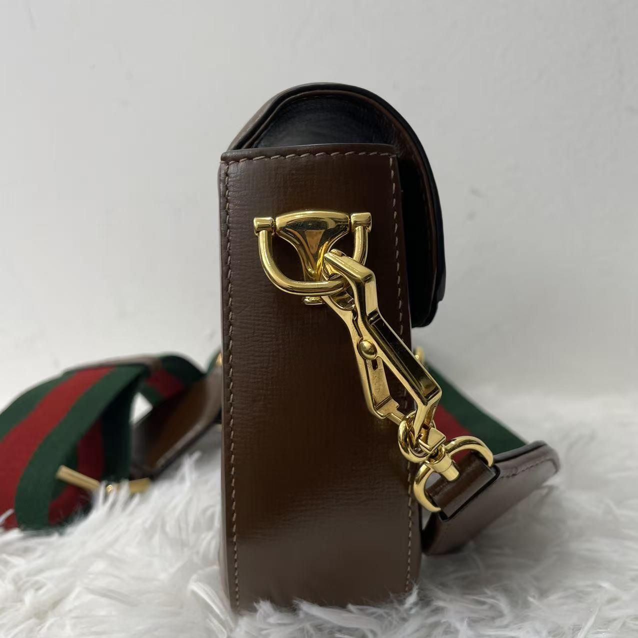 (Preowned) GUCCI Horsebit 1955 Logo Mini Brown