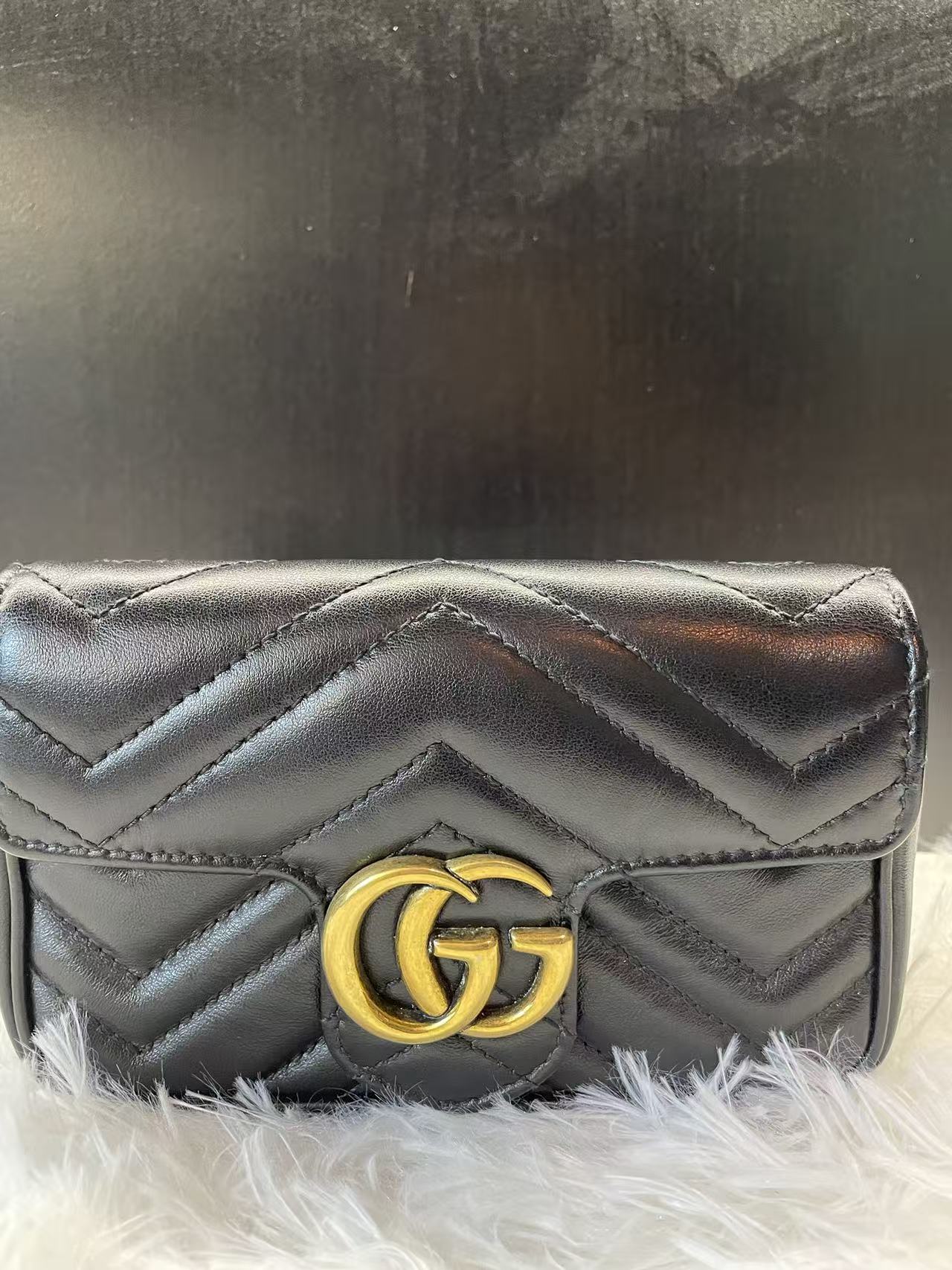 (Preowned) GUCCI GG Marmont Supermini Black