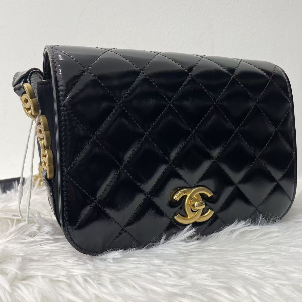 (Preowned) CHANEL chanel single flap side gold trim