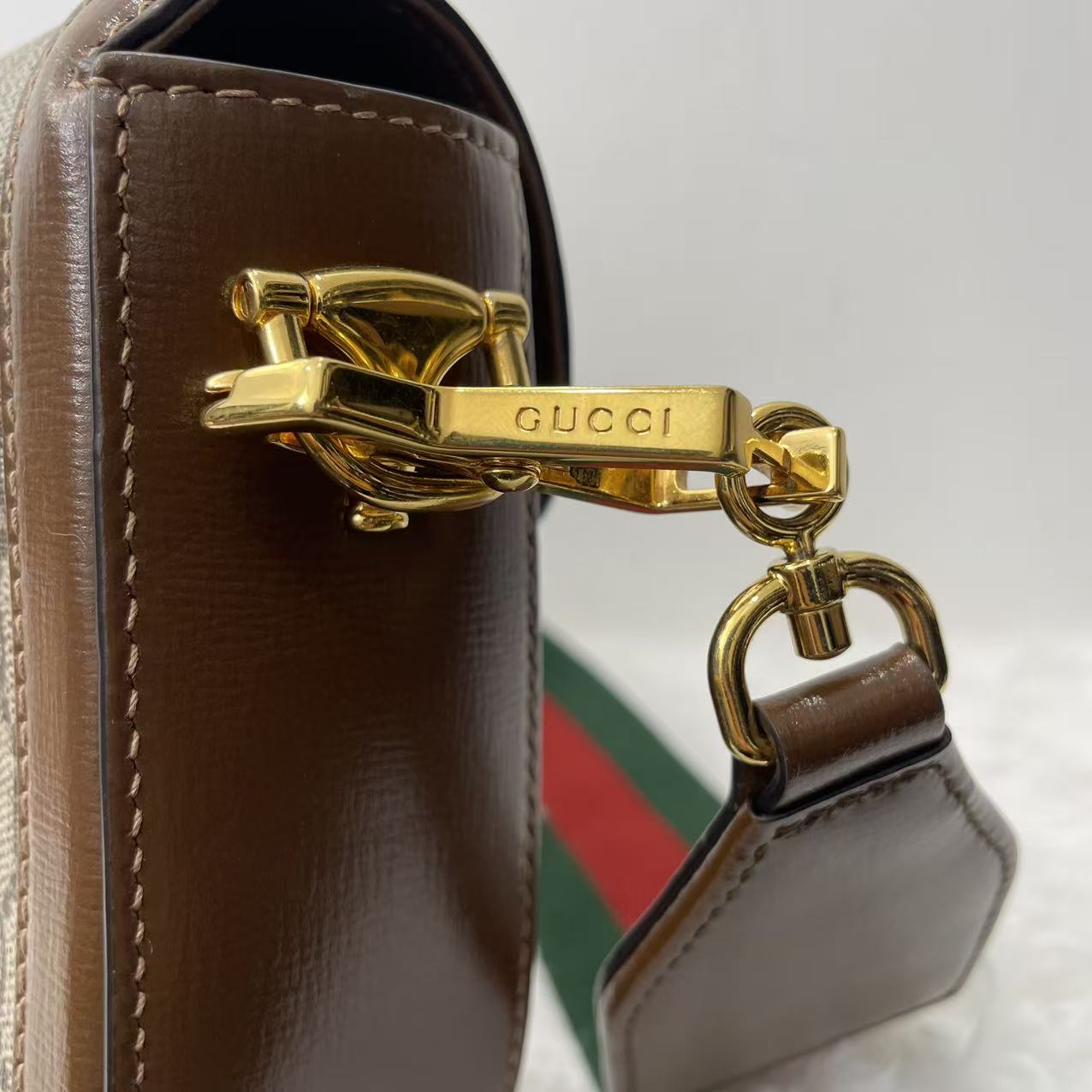 (Preowned) GUCCI Horsebit 1955 Logo Mini Brown
