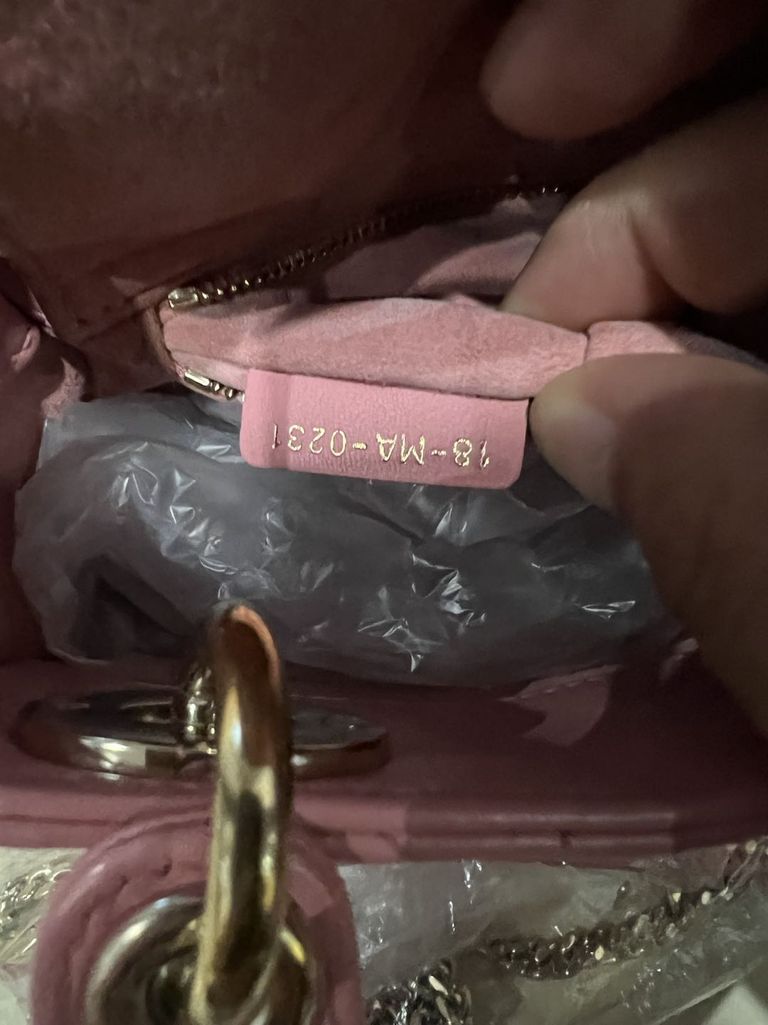 (Preowned) DIOR Lady Dior Tengge Logo Pendant Candy/Peach Pink