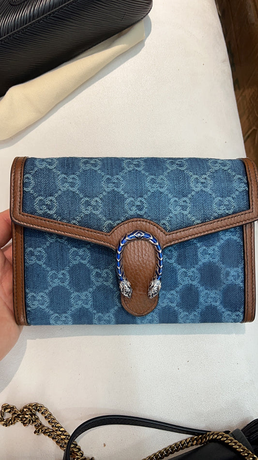 (Preowned) GUCCI Dionysus Mini Grey blue/Brown