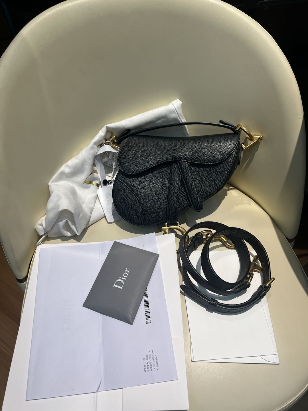 (Preowned) DIOR Saddle PM Black