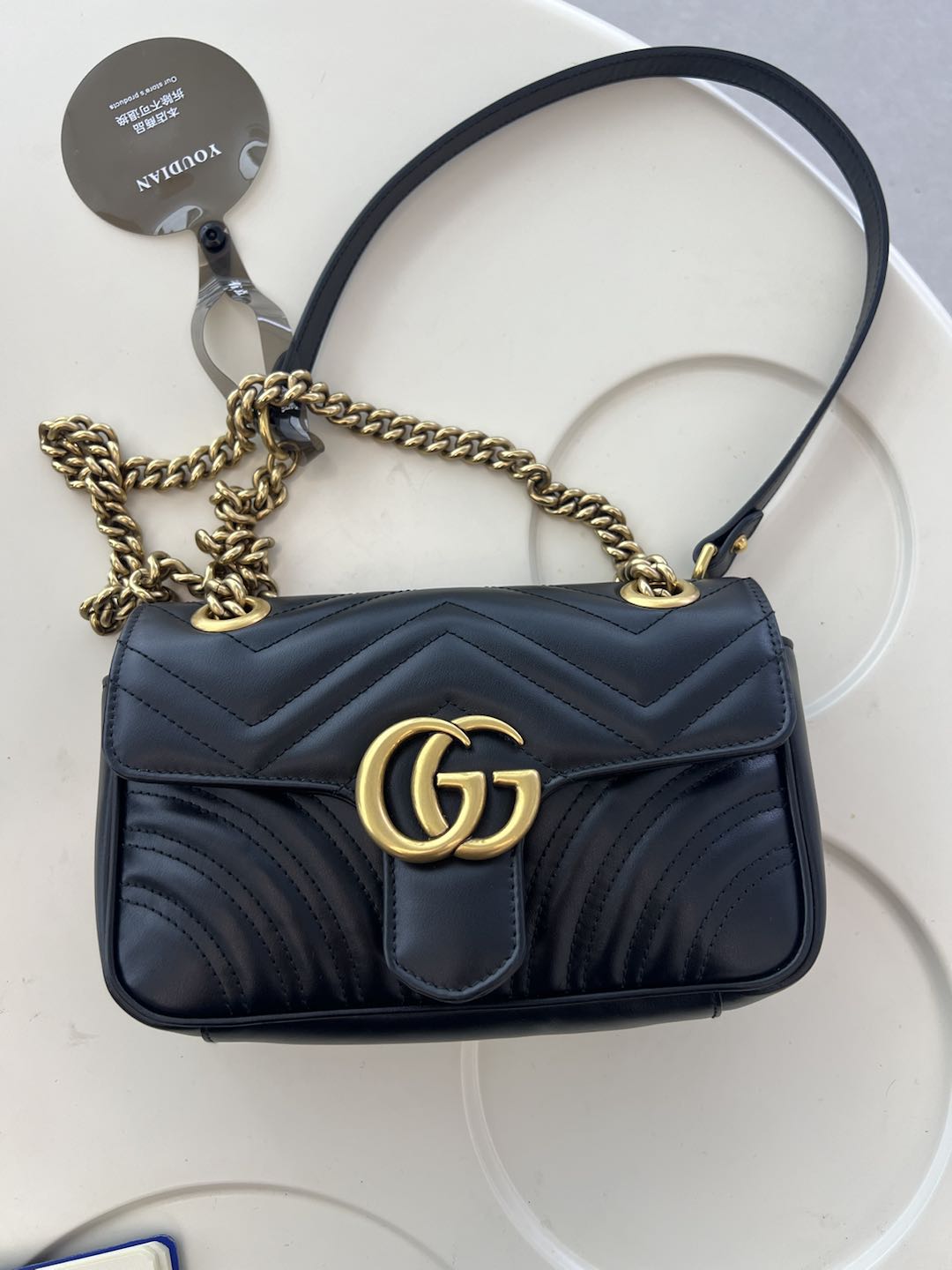 (Preowned) GUCCI GG Marmont Mini Black
