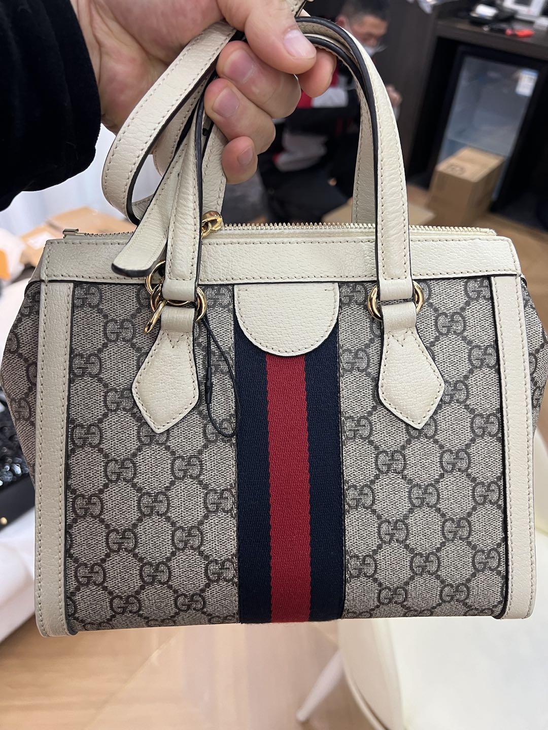 (Preowned) GUCCI Ophidia PM Ebony White
