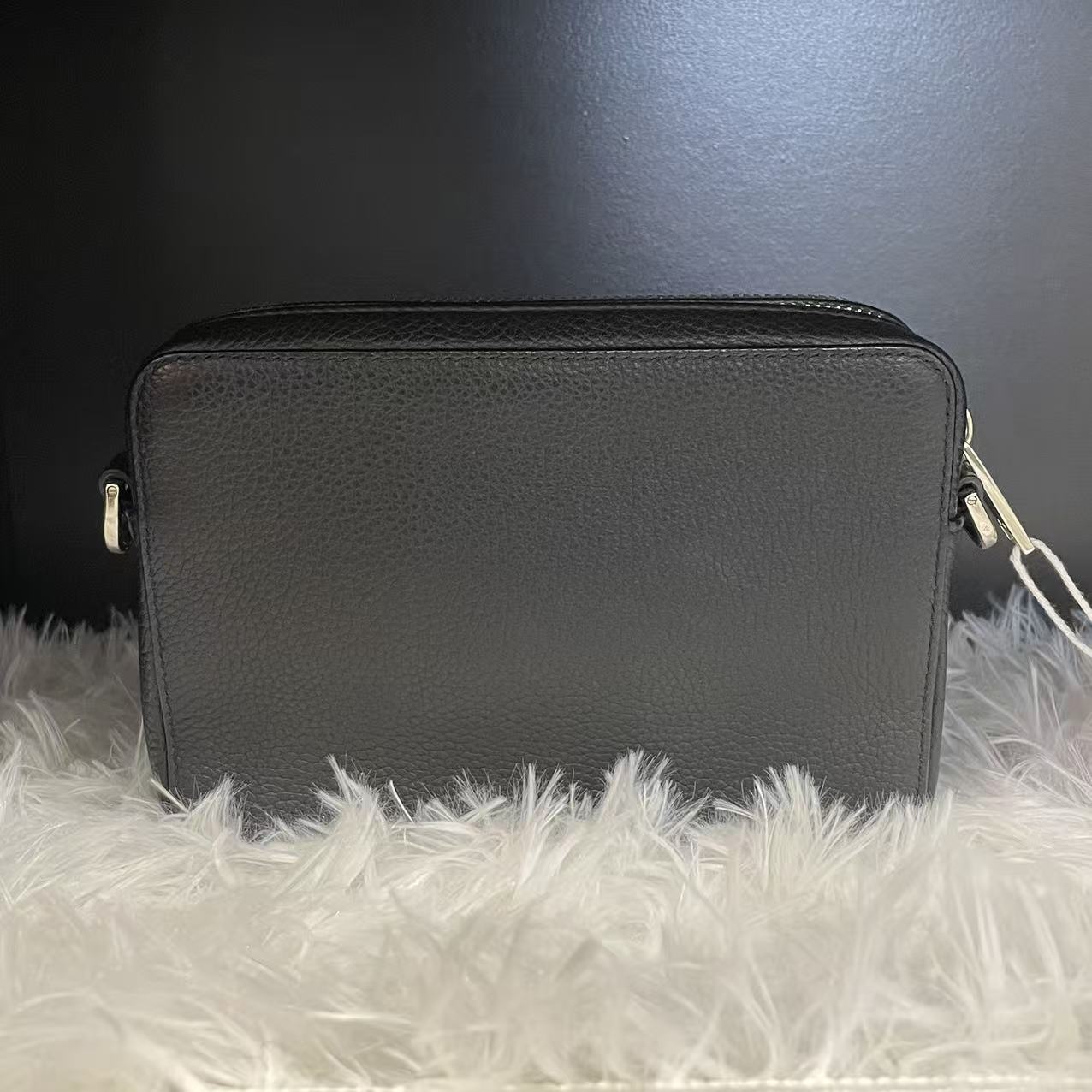 (Preowned) DIOR DIOR x Shawn collaboration, grainy small bee embroidery, cowhide leather, messenger bag for men, black