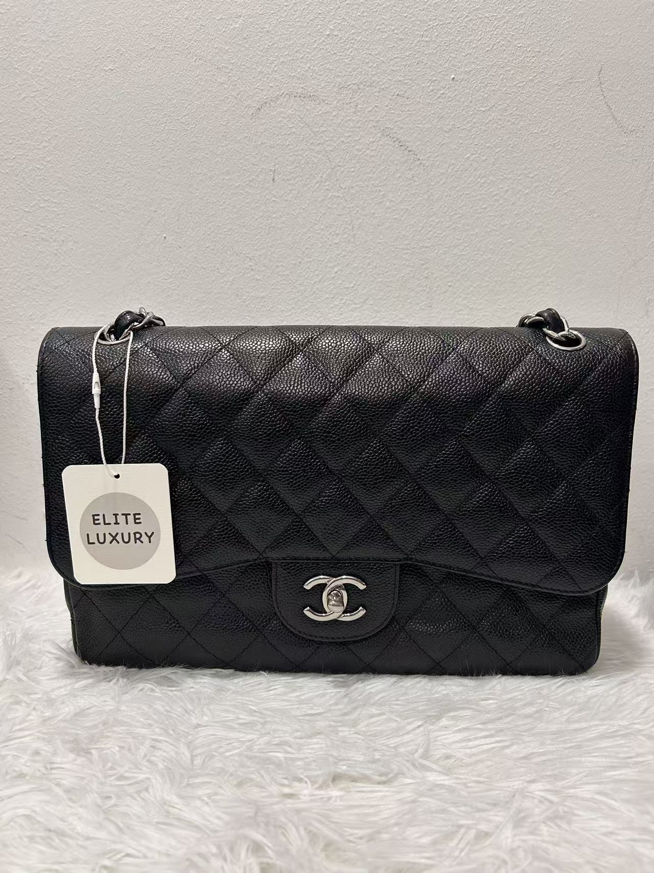 (Preowned) CHANEL Classic Flap CF Extra Large Women's Black