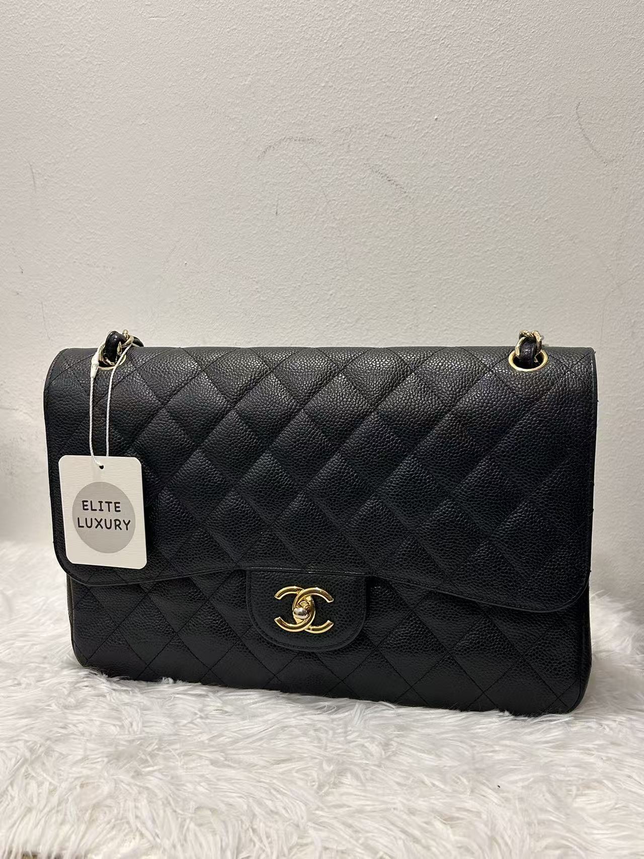 (Preowned) CHANEL Classic Flap CF Large Women's Black