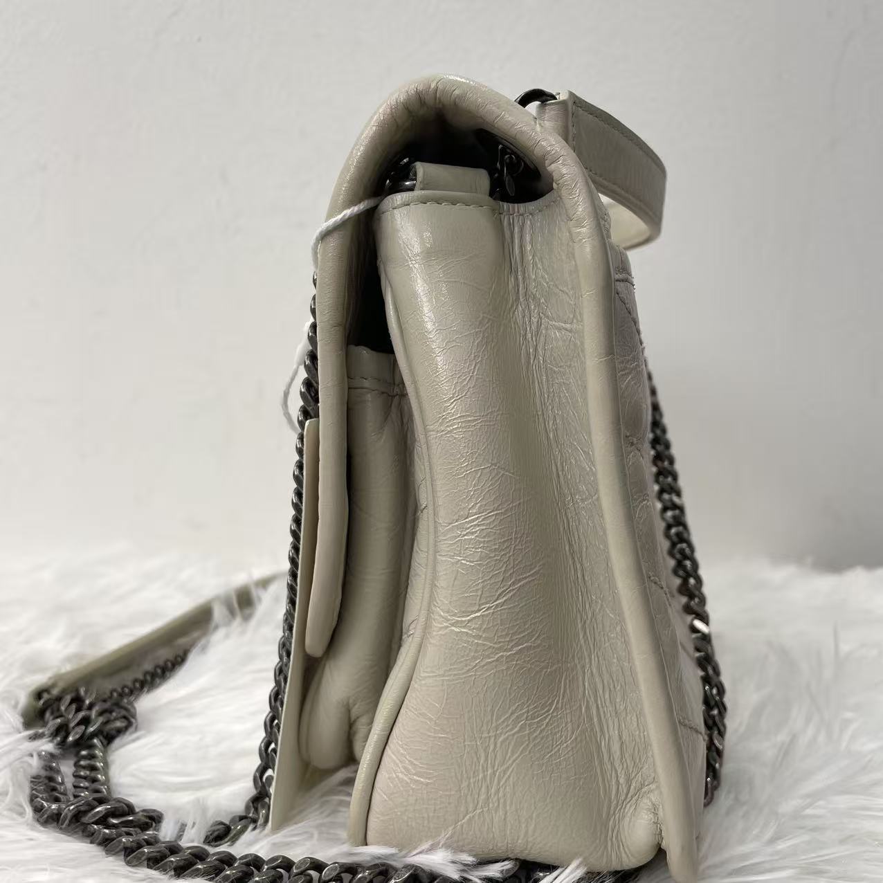 (Preowned) SAINT LAURENT YSL Niki Logo White