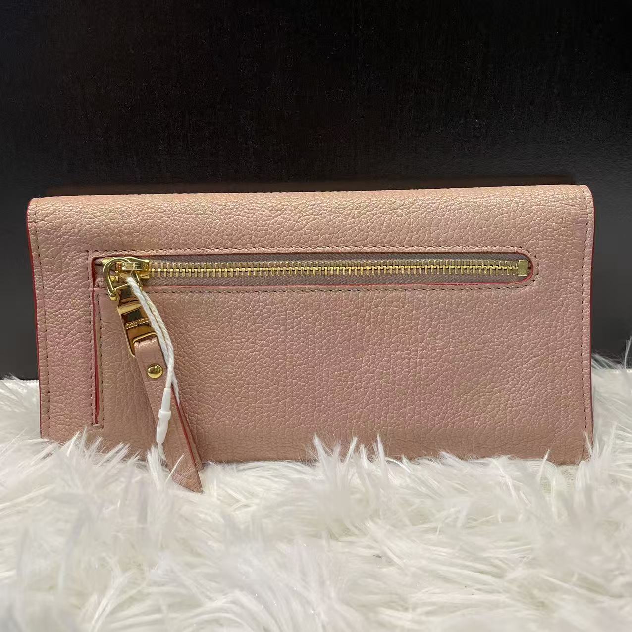 (Preowned) Miu Miu clamshell envelope style card holder wallet - pink