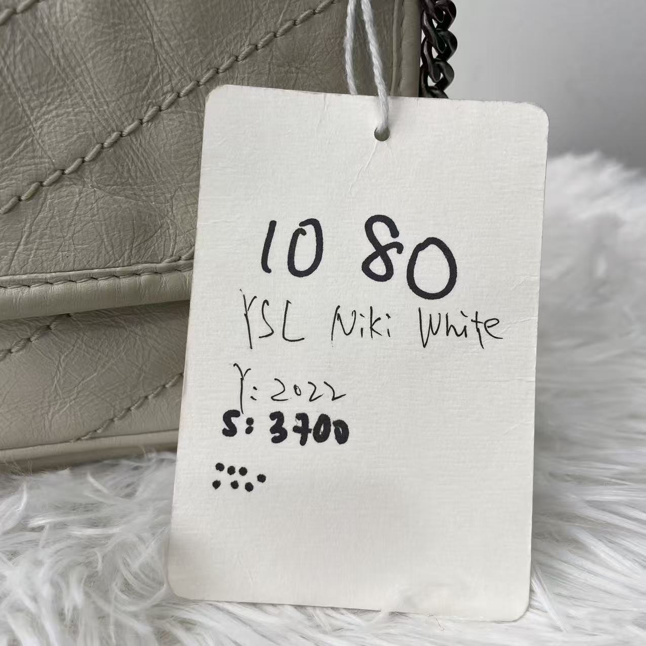 (Preowned) SAINT LAURENT YSL Niki Logo White