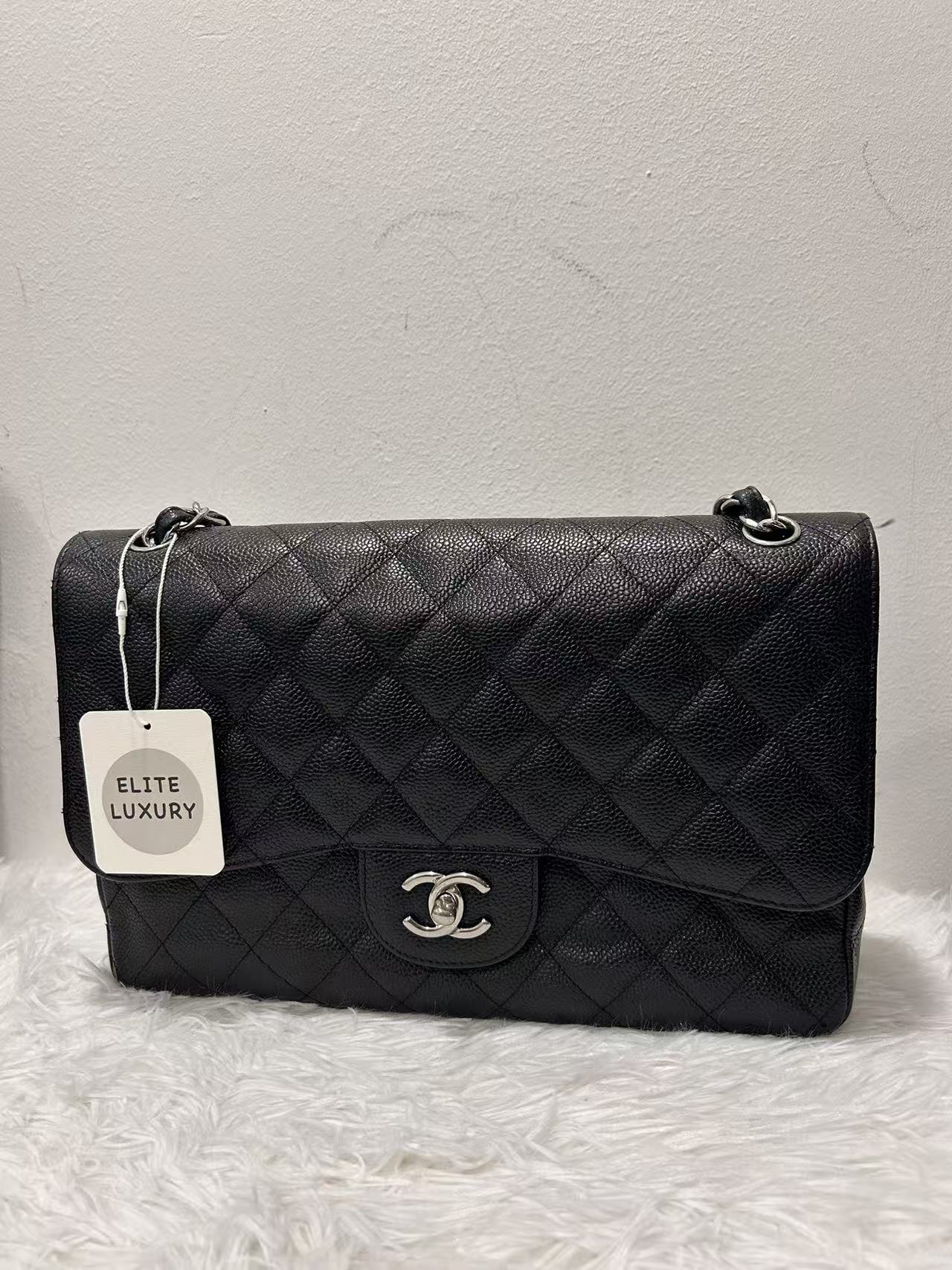 (Preowned) CHANEL Classic Flap CF Extra Large Women's Black