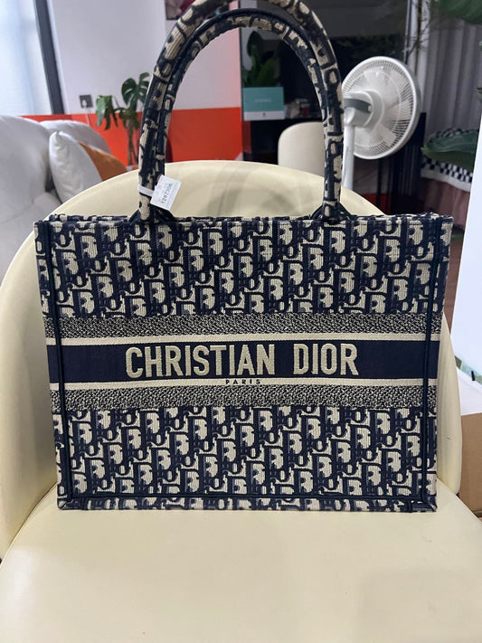 (Preowned) DIOR BookTote MM Denim blue