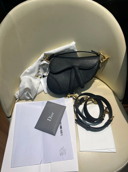 (Preowned) DIOR Saddle PM Black