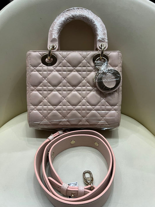 (Preowned) DIOR Lady Dior Daifei handbag, one shoulder crossbody handbag PM Rouge pink