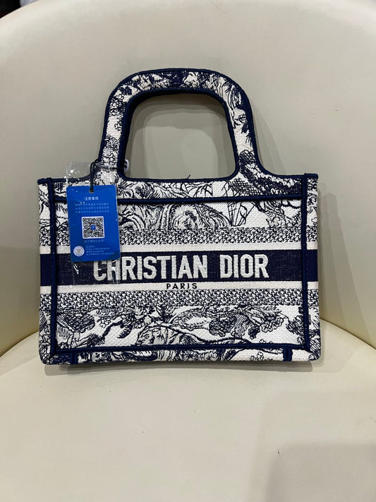 (Preowned) DIOR BookTote Zoo Series MINI Blue/Beige